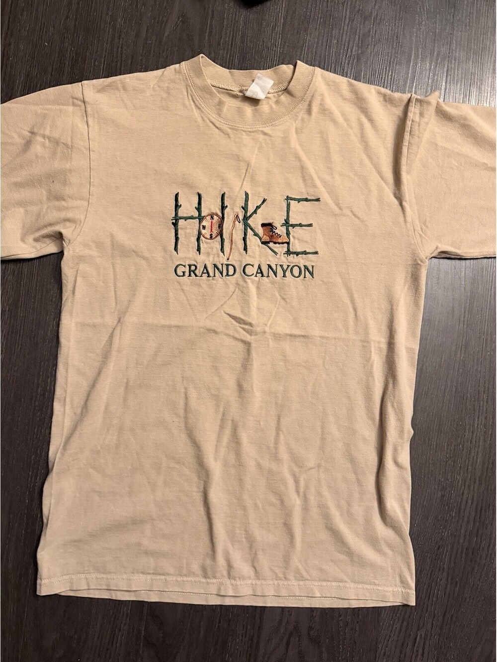 Vintage Fred Harvey Hike Grand Canyon Embroidered Graphic Tan T-Shirt Medium